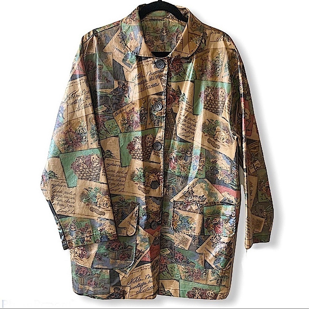 Vintage Nordic House Designs Waterproof Coated Cotton
Raincoat One Size